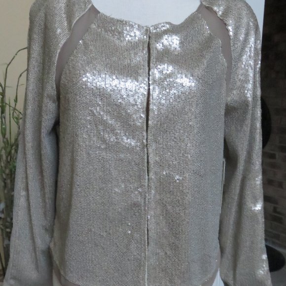 Reba Sequined open front Cardigan NWT / M - Picture 6 of 7
